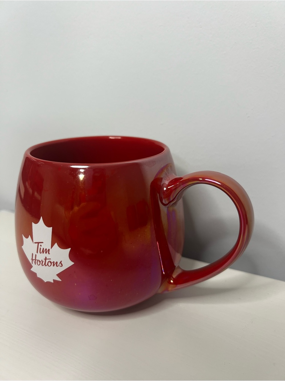 Tim Hortons 2020 Metallic Red Maple Leaf Ceramic Coffee Mug - Picture 3 of 7